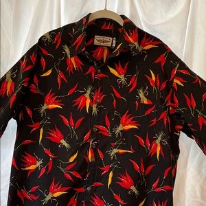 “Straight Down” Black Shirt with Red and Yellow Chili Peppers size M